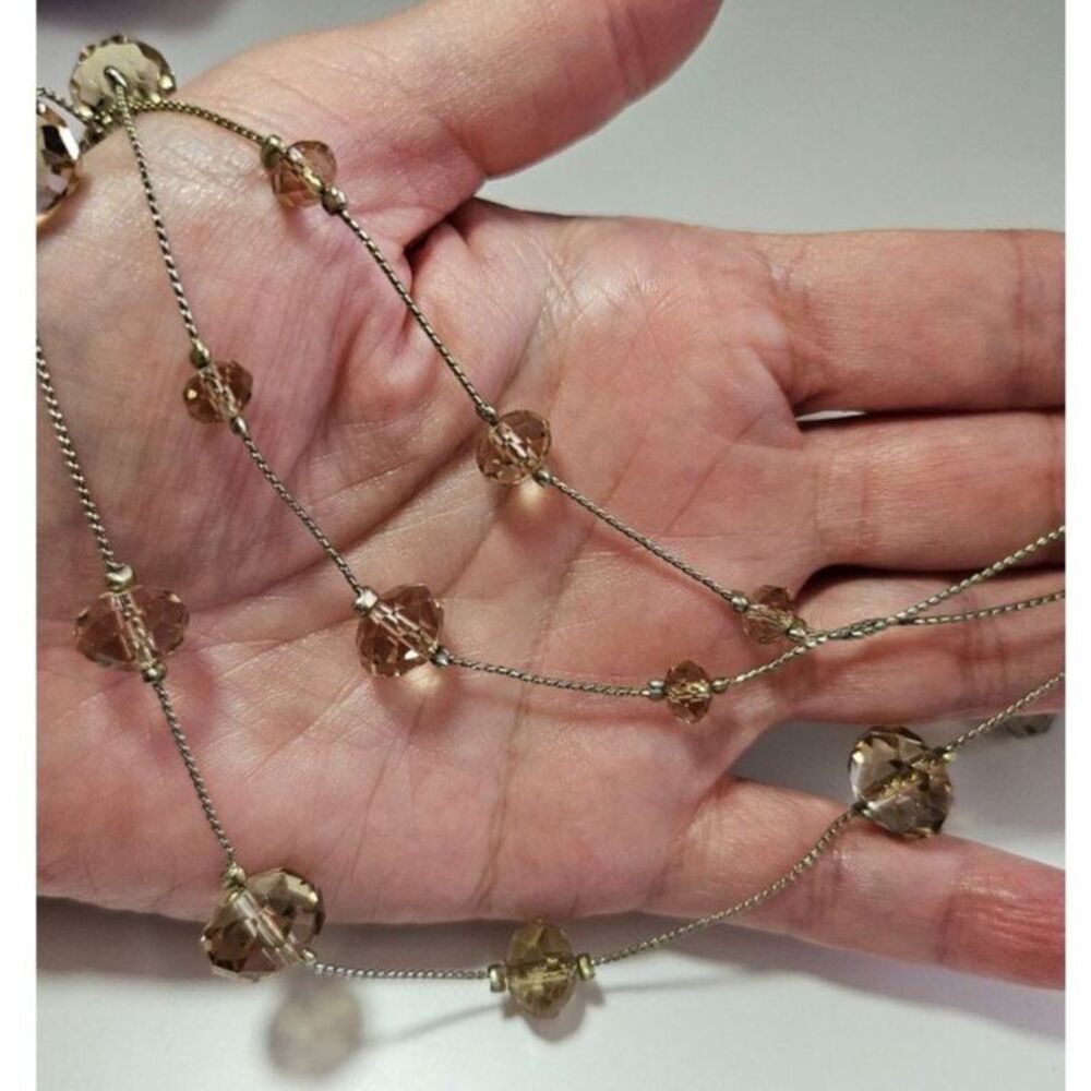 Silver tone layered glass bead necklace 19-21"